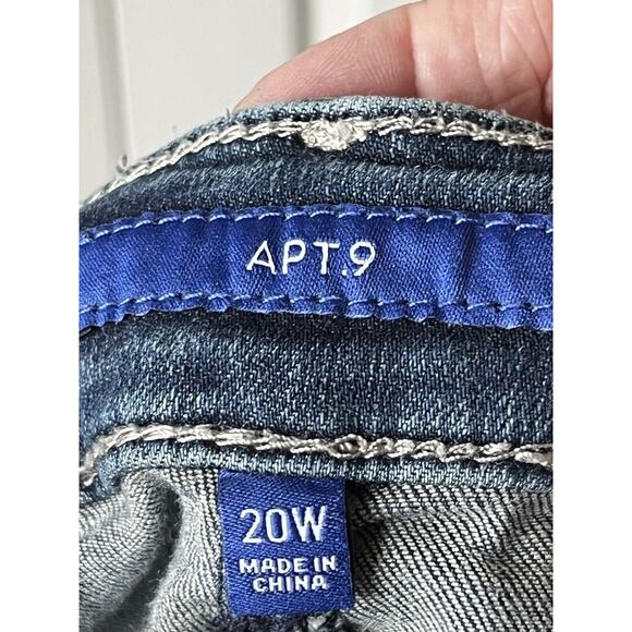 APT 9 Bootcut Jeans womens 20W flare rhinestone bling embroidered pockets - Picture 6 of 12